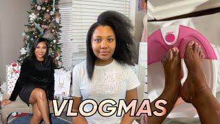 VLOGMAS EP 13 Lazy Morning Routine Straight Hair DIY Pedicure Christmas Eve Gift Wrapping