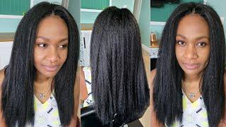 NATURAL BLOWOUT CROCHET WITH REGULAR BRAIDING HAIR  Kinky Straight Crochet  #straighthaircrochet