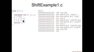 Bit Shifting ShiftExample1.c Intro - Architecture 1001 x86-64 Assembly