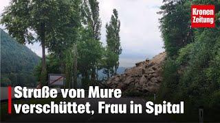 Sperre nach Felssturz Straße von Mure verschüttet Frau in Spital  krone.tv NEWS