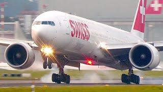 STUNNING CLOSE-UP early morning LANDINGS -  Zurich Airport Plane Spotting  4K