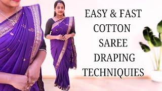 Saree Pre-pleating and draping  Easy cotton saree techniques for beginners  #trending #tutorial