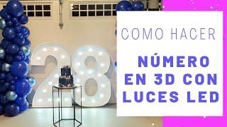 DIY Número en 3D Con luces LED  Mosaico de número Dollar Tree DIY Party Decor  Balloon Mosaic