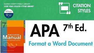 Format a Word document in APA 7th edition