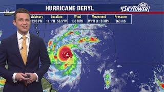 Hurricane Beryl now Category 4 storm