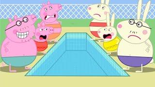 Swimming Challenge Between Peppa Pig and Rebecca Rabbit Families?  Peppa Pig Funny Animation