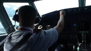 Boeing 737-800 cockpit view take-off from Kirkenes Høybuktmoen KKN