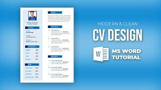 Resume Design in MS Word  Microsoft Word CV Design Tutorial