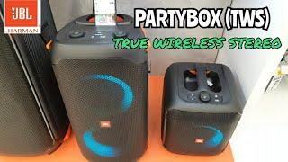 JBL Partybox 110 and Partybox Encore Essential TWS True Wireless Stereo Setup Bass Test