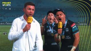 Jack Dempsey Sione Tuipulotu and Josh McKay speak after Glasgow Warriors URC Grand Final win