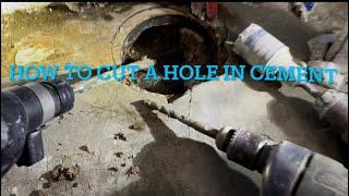 How to cut a hole in cement concrete floor