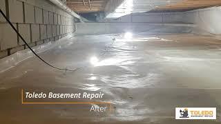 Crawl Space Encapsulation - Before and After - Toledo Basement Repair