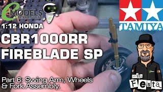 Tamiya Honda CBR 1000RR Fireblade 6 Swing Arm Wheels & Fork Assembly.
