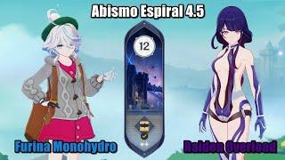 Abismo Espiral - Spiral Abyss 4.5  Furina Monohydro & Raiden Overloaded  Genshin Impact