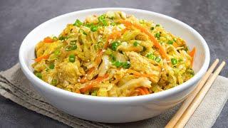 EASY DINNER in 25 Minutes Asian Style EGG FRIED CABBAGE  Cabbage Egg FRY. Recipe by Always Yummy