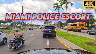 Incredible Miami Police Escort for Limo Service to F1 event 4K60fps