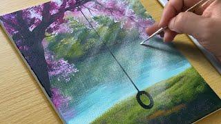 How to Paint Lake Scenery  Acrylic Painting for Beginners