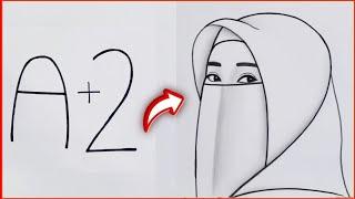 güzel eşarplı kadın çizimi  Hijab Girl drawing Muslim girl drawing Girl drawing for beginners