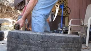 How to cut out a side wall of a tire the quick and easy way for planters or retaining walls