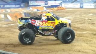 Hot Wheels freestyle with back flip and crash with fire coming from underneath truck Monster Jam 2 1