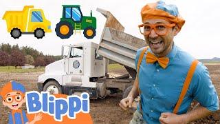 Blippi Learns About Tractors and Construction Vehicles  Educational Videos for Kids