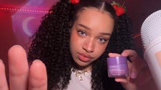 Doing Your Skincare Before Bed comforting layered positive affirmations
