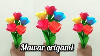 HIASAN MEJA UNTUK LEBARAN MEMBUAT BUNGA CANTIK DARI KERTAS ORIGAMI