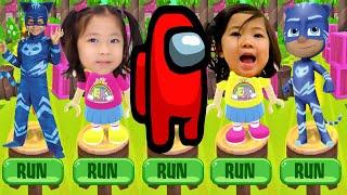 Tag with Ryans EK Sisters vs PJ Masks Catboy vs Among Us Rush - Run Gameplay