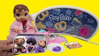Baby Alive doll makes Brownies in Easy bake Oven  cooking videos for kids