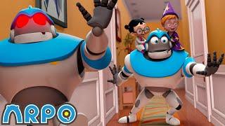 Arpo Robot Babysitter  Episode 1 - 4 Arpos Evil Twin and More  Funny Cartoons for Kids