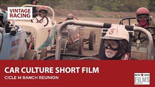 Camera Truck chasing Vintage Racecars at the Circle M Ranch Speedway Reunion