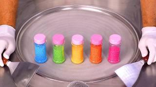 Transforming Rainbow Sprinkles into Satisfying Ice Cream Rolls ASMR