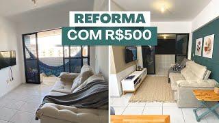 REFORMA de sala de estar e jantar com R$500  Faça você mesmo