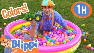 Learn Colors with the Blippi Ball Pit  1 HOUR BEST OF BLIPPI  Educational Videos for Kids