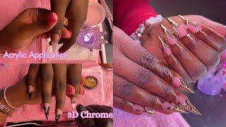 3D CHROME NAILS FULL ACRYLIC NAIL TUTORIAL 