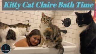 Cats Invade The Bath Tub at Bath Time #cats #girl #fyp