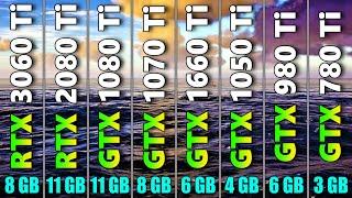 3060 Ti vs 2080 Ti vs 1080 Ti vs 1070 Ti vs 1660 Ti vs 1050 Ti vs 980 Ti vs 780 Ti  PC Gaming Test