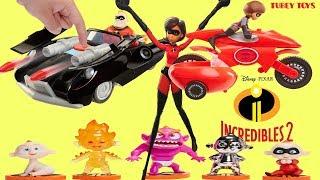 New Disney Pixar The Incredibles 2 Toys Huge Haul Poseable Action Figures Vehicles Elasticycle