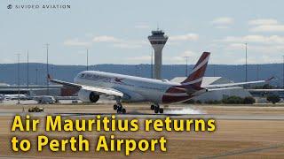 Air Mauritius 3B-NBU returning to Perth Airport on November 2 2022.