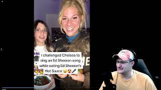 Jax & Chelsea try Ed Sheerans Hot Sauce #jax #edsheeran #reaction