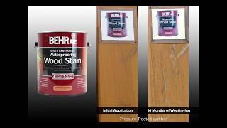 Behr Semi Transparent Deck Stain Comparison Test 12 Months Weathering and 14 Month Update