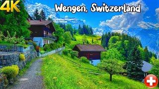 Wengen Switzerland walking tour 4K - The most beautiful Swiss villages - Charming village