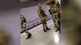 A Cute Little Girl touching Jawans Feet 