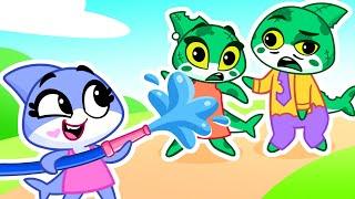 No Biting Zombie Sharks ‍️ Zombie Dance ‍️ Funny Cartoons for Kids+Best Songs by Sharky&Sparky