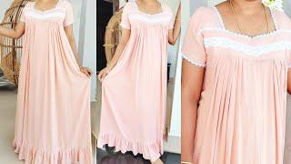 Latest Trendy Yoke Nighty Cutting and Stitching Tutorial in Malayalam