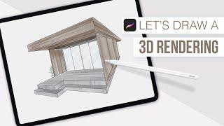 How to Draw a 3D House Rendering using Procreates Perspective Guide with Draw Assist