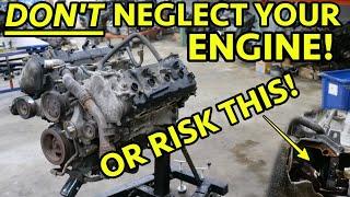 WELL ITS JUNK NOW Nissan Titan 5.6L V8 GRENADES ITSELF From Neglectful Owner Full Engine Teardown