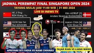 Jadwal Perempat Final Singapore Open 2024 Fajar Rian vs Liang Wang  Singapore Open Badminton Day 4