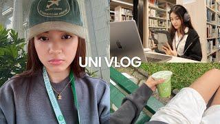 UNI VLOG  study with me for midterms waking up early my matcha order 