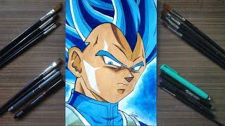 Drawing Vegeta Blue Evolution Without Eraser  Dragon Ball Super 